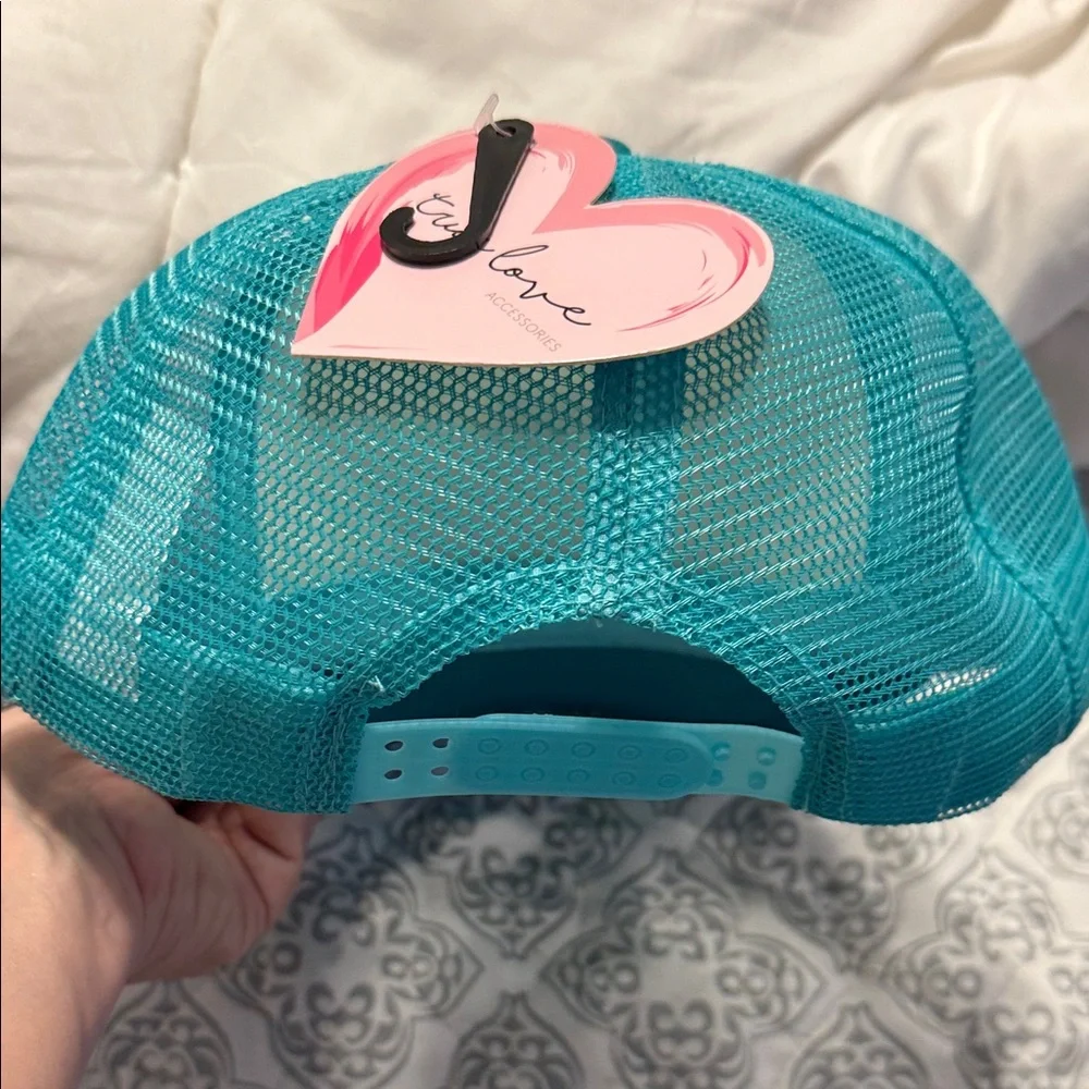Love Teal and White Party Hat